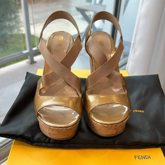 Fendi | Shoes | Fendi Zeppa Vernice In Tan Color Euro Size  display picture 1